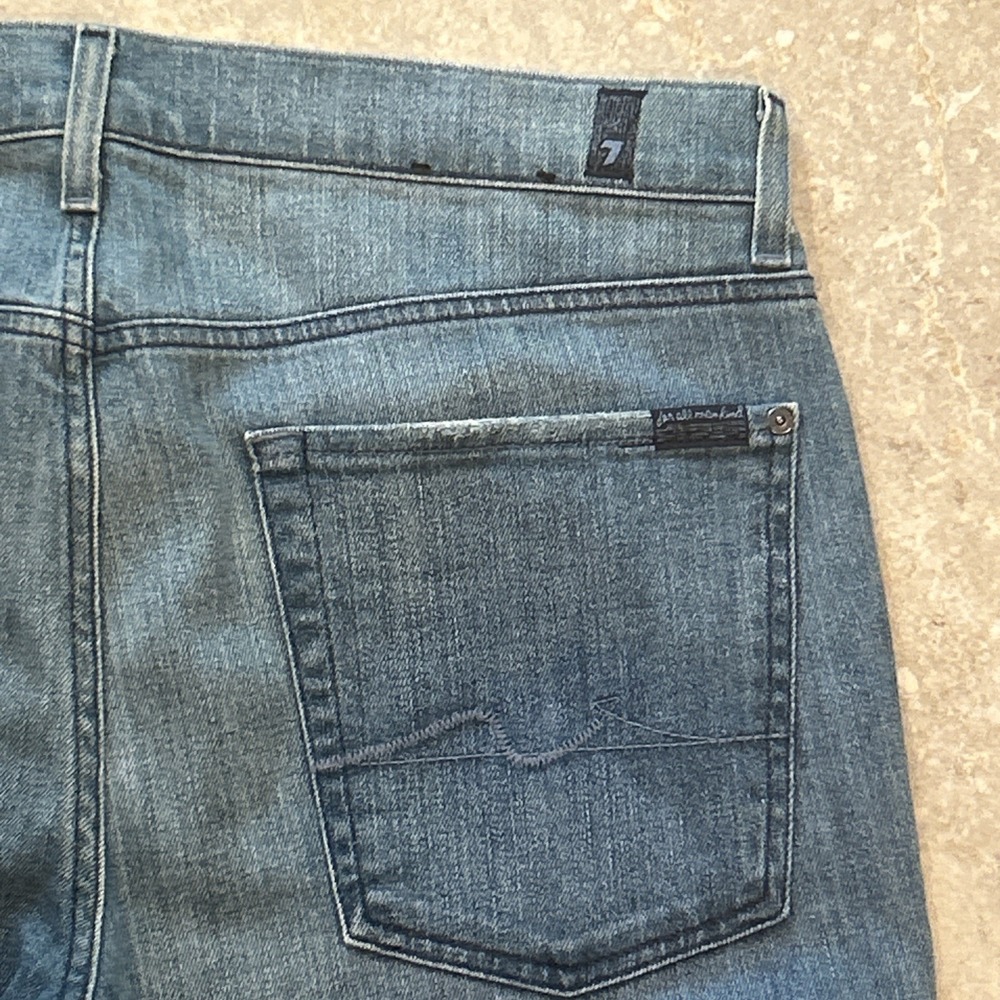 7 Seven‎ For All Mankind Slimmy Jeans Mens 36x30 Blue Denim Distressed Stretch